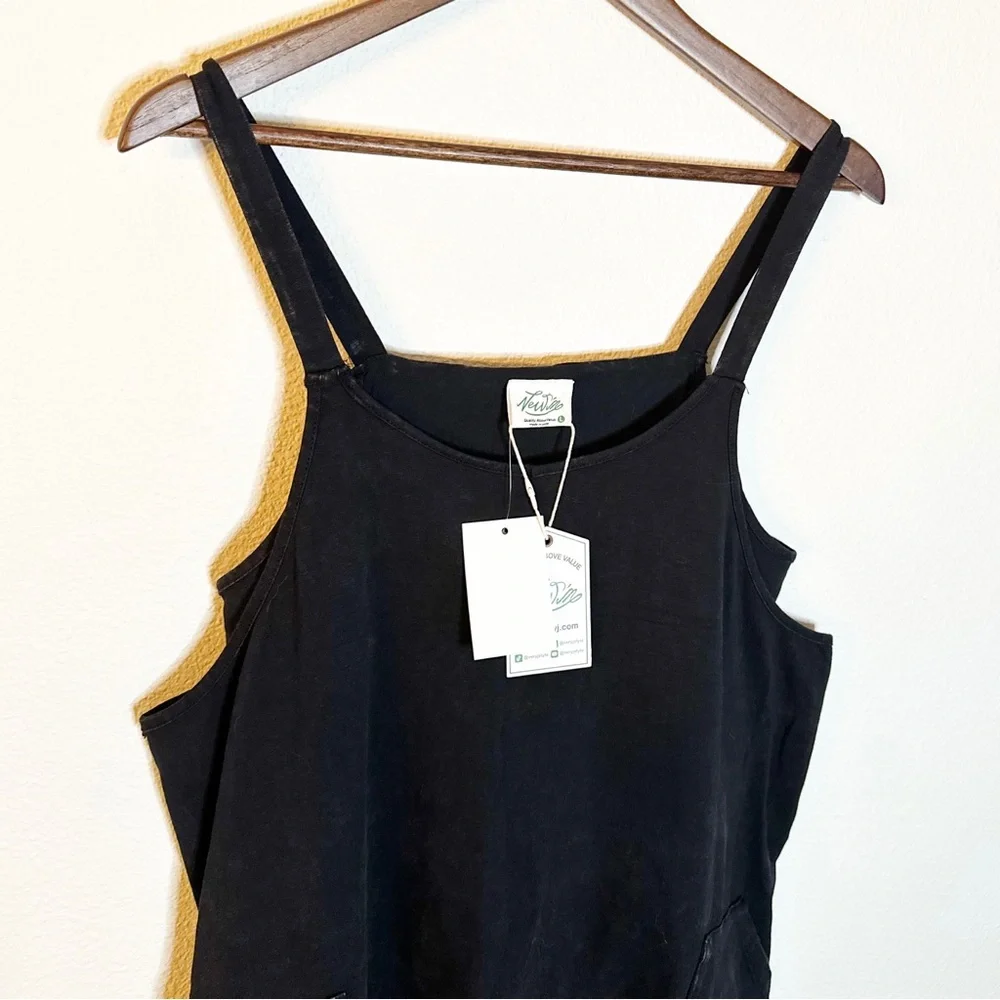 Distressed Black Newin Knit Mini Romper Dress size L - Picture 7 of 12